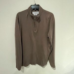 Mizzen+Main Tan 1/4 Quarter Zip Large trim fit